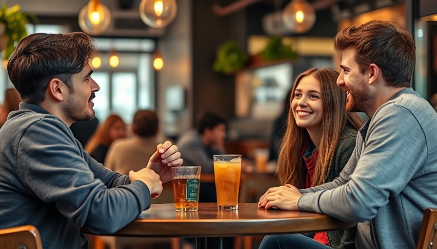 Young adults embracing sober curious movement in cozy cafe.