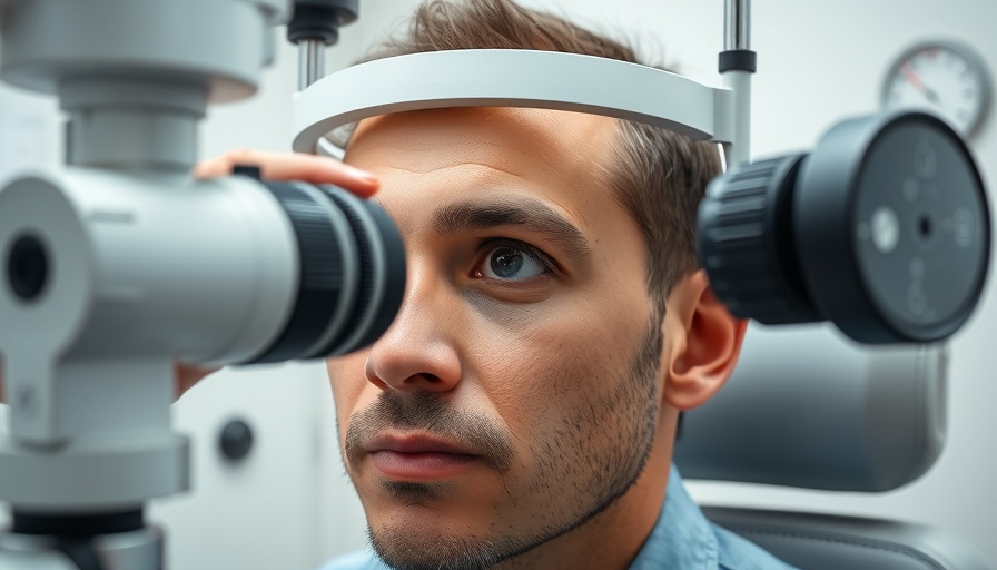 Young man undergoing eye examination, living with nystagmus practical tips.