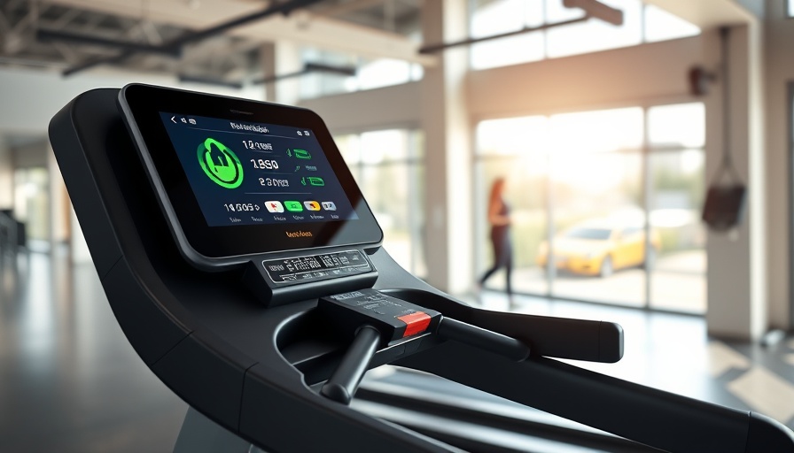 Modern treadmill in gym showing energy-saving features.