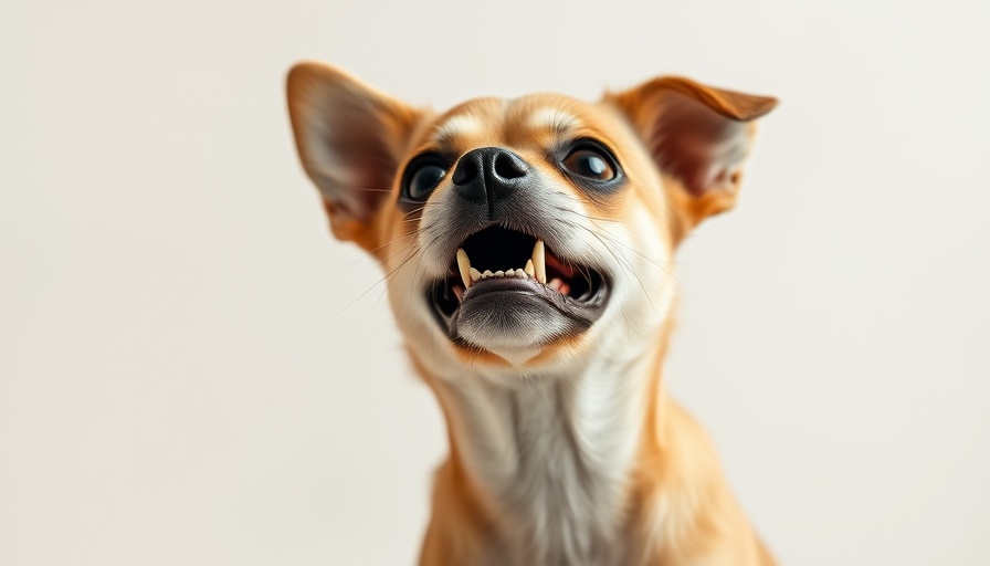 Small dog showing teeth defensively in response to aggression.