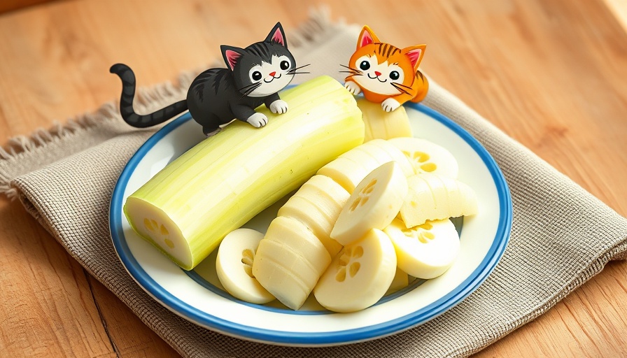 Jicama on a plate with cartoon animals, promoting gut health for pets.