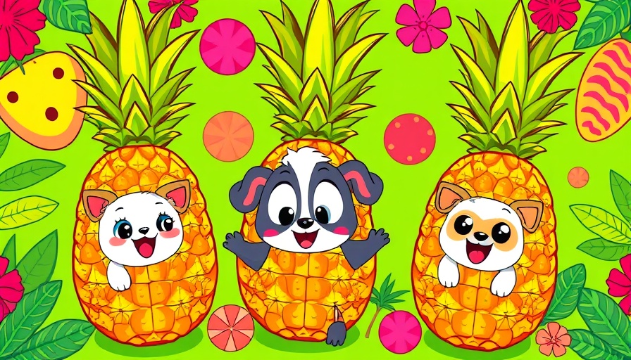 Can Dogs Eat Pineapple? Illustration with pineapples and pets.