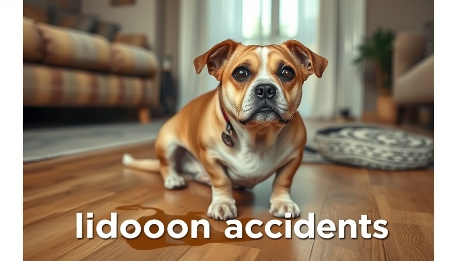Dog urinary incontinence showing dog near accident on floor indoors.