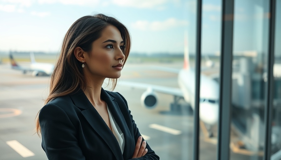 Professional woman considering Amex Business Platinum points devaluation at airport.