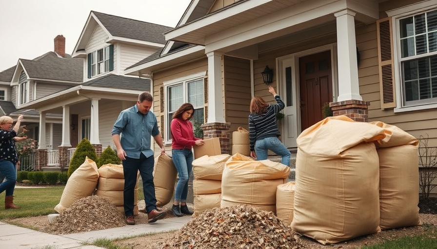 Family preparing for storm in New Jersey suburb.