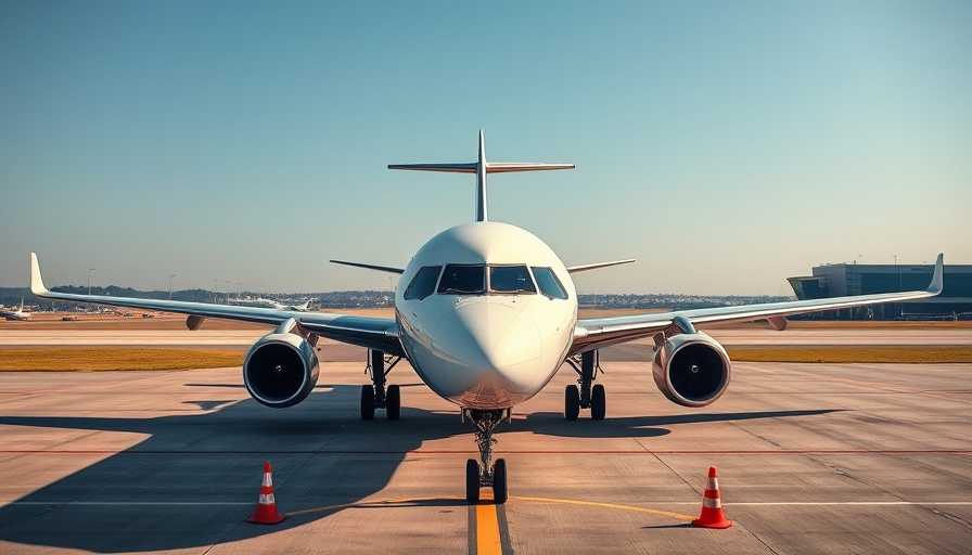 Modern airplane at airport, showcasing travel advancements.