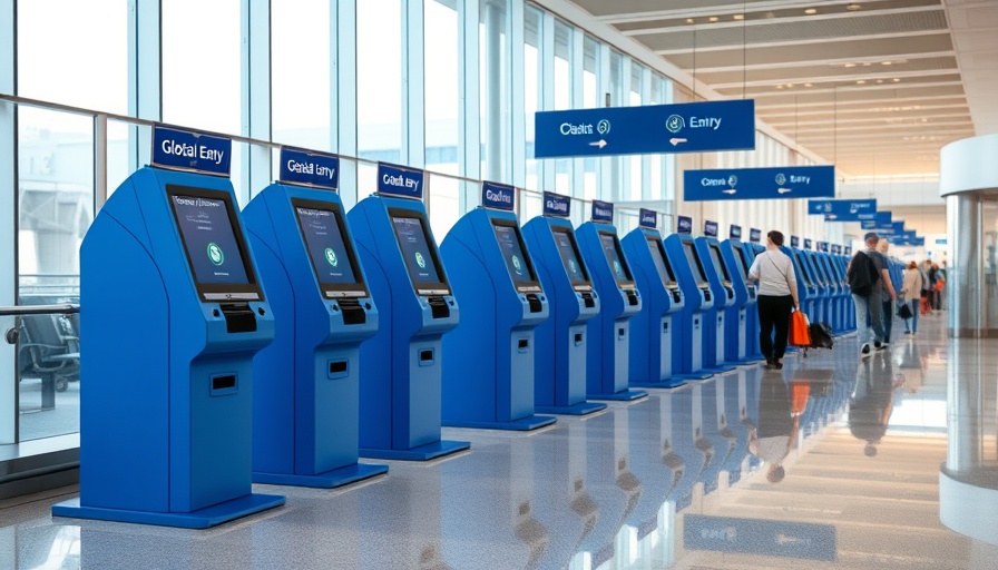 Global Entry kiosks at airport for travel assistance.