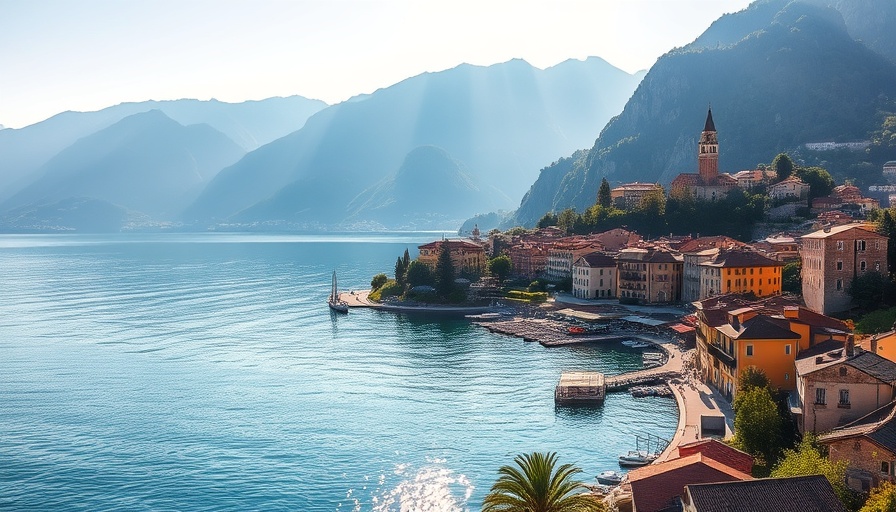 Beautiful lakeside town view in Lake Garda, Italy, highlighting best hotels.
