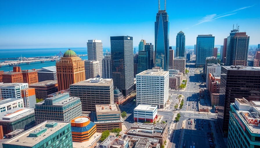 New Jersey cityscape with skyscrapers and busy streets.