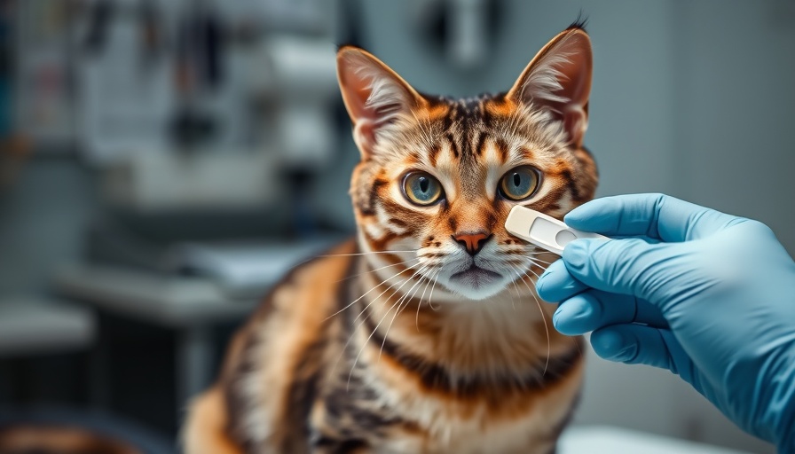 Cat undergoing vital test for pet health at the vet clinic.