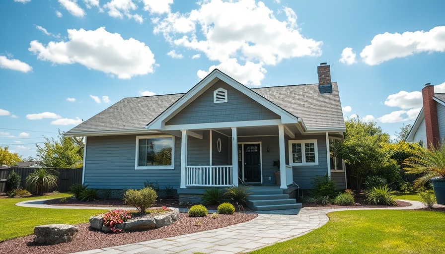 Charming US real estate bungalow with porch and garden