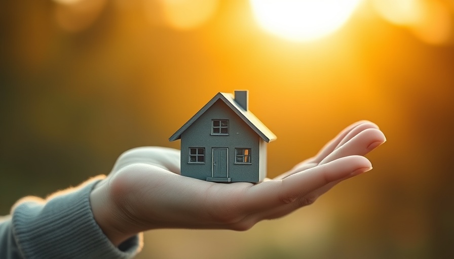 Hand holding small gray house model, symbolizing mortgage opportunities.