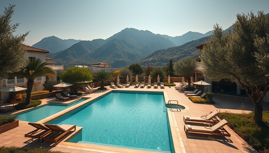 Luxurious Mediterranean resort near Málaga with pool and mountain view.