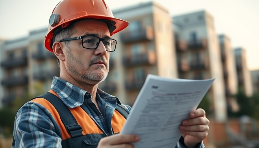 Inspector with home inspection checklist at a residential site.