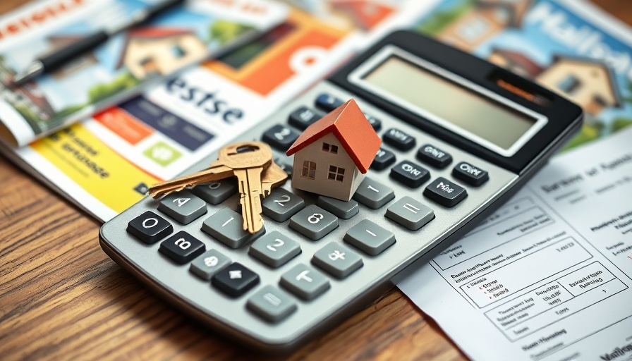 Calculator and house keys on mortgage papers, symbolizing making an offer on a house.