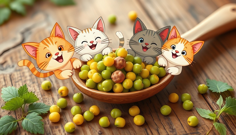 Can pets eat capers? Illustration with curious cartoon cats and capers.
