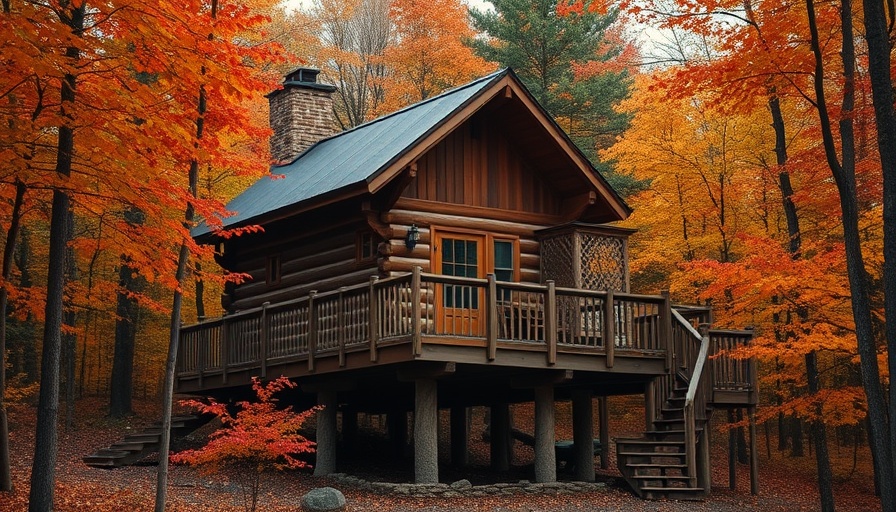 Elevated cabin among fall foliage, ideal for Best Airbnbs for Fall Foliage.