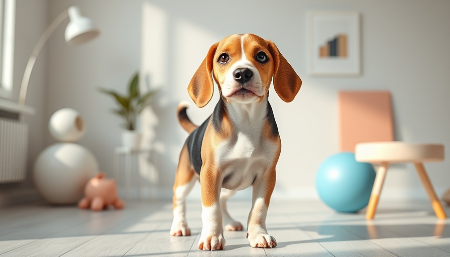 Playful beagle puppy highlighting puppy growth.