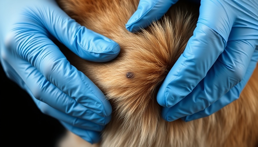 Close-up of a dog lump being checked for cysts or tumors.