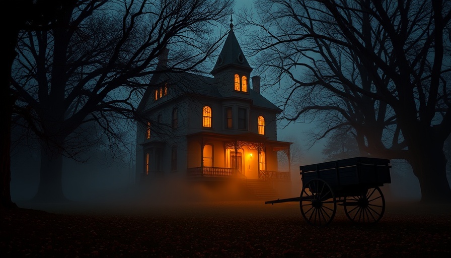 Haunted Victorian house in Upstate New York, misty night setting.