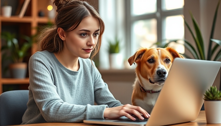 Young woman working from home with dog, exemplifying legit online jobs.