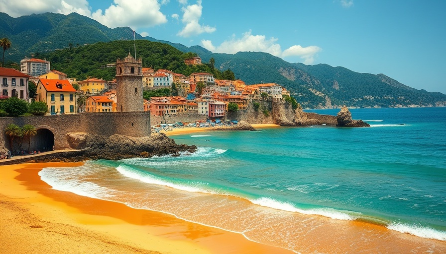Best Retirement Havens: Coastal town with beach and mountains.