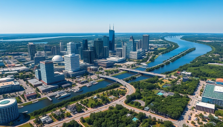 Aerial view of Jacksonville skyline illustrating housing market.