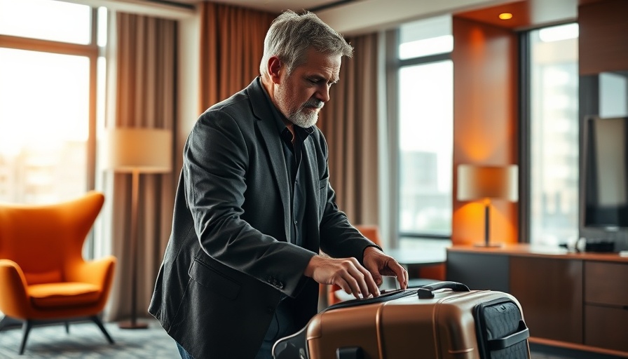 Man packing suitcase in hotel room, IHG One Rewards Traveler Credit Card.