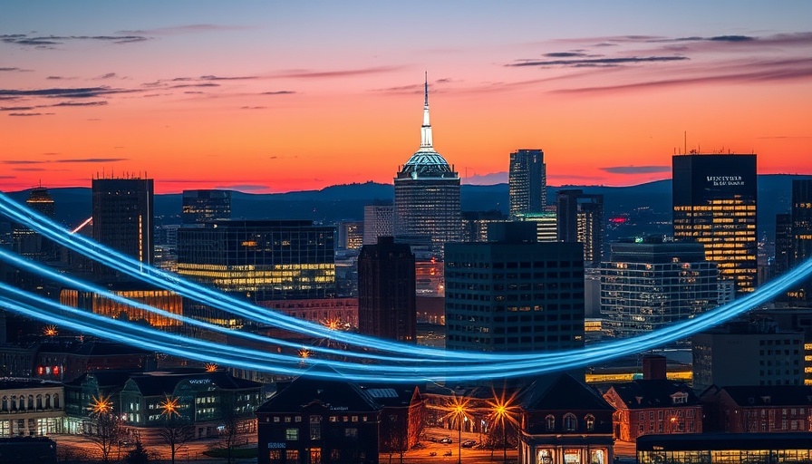 Providence skyline with vibrant evening lights.