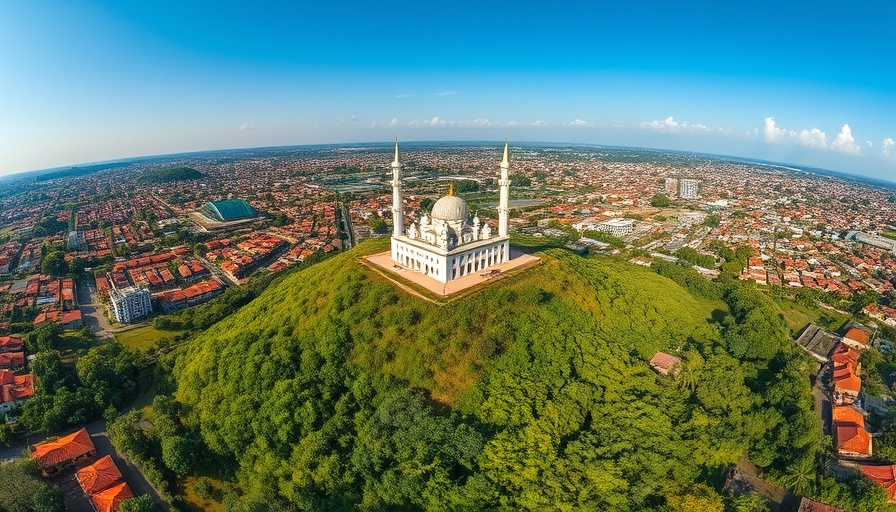 Scenic view of Kampala with mosque and cityscape