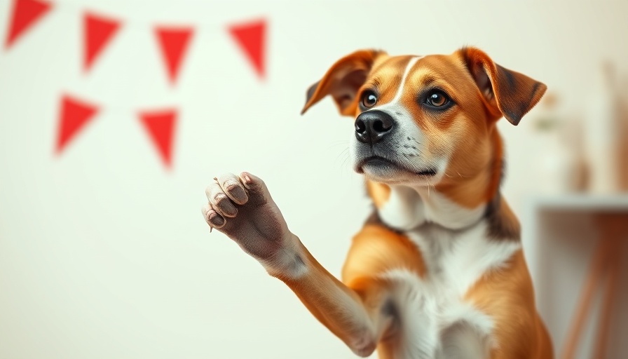 Dog lifting paw indicating potential health issue, minimal design