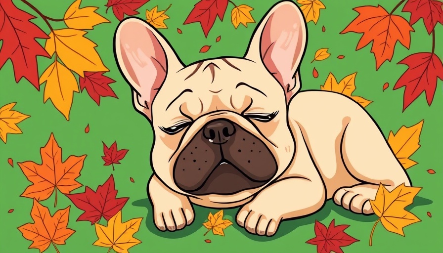 Dog sneezing reasons: French Bulldog in autumn leaves.