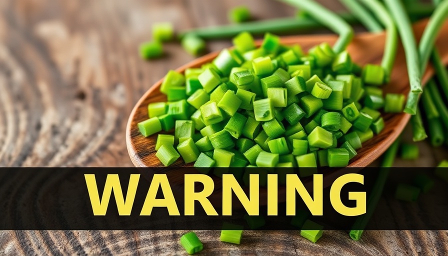 Chopped chives on a wooden spoon, chives toxic to pets warning.