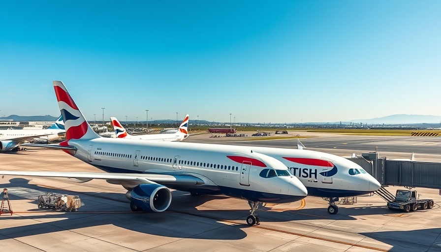 British Airways airplane at airport for St. Louis-London flights.
