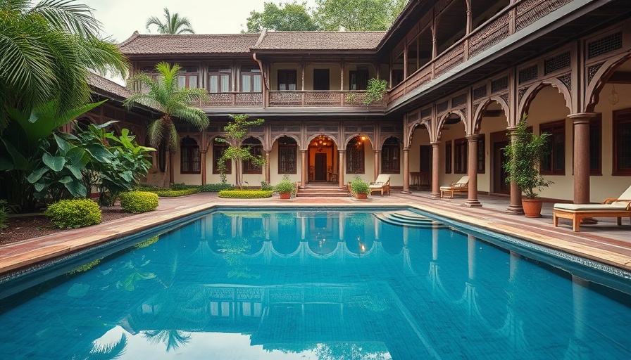 Charming traditional hotel in Dubai courtyard with serene pool