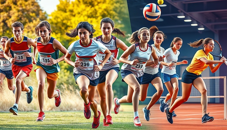 Collage of Orange County high school sports athletes competing.