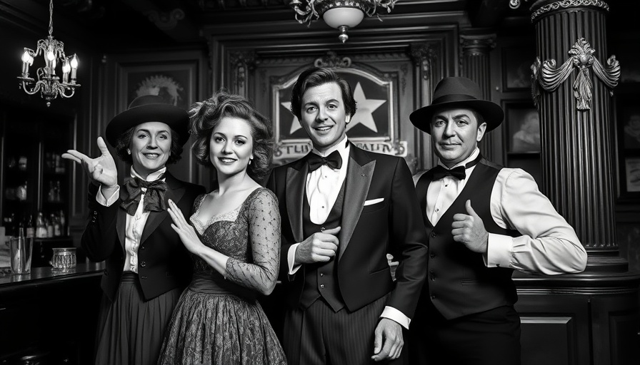 Condor Club performers in vintage bar setting, lively expressions.