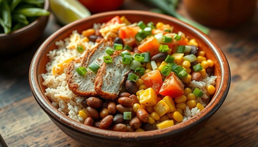 Vibrant high-protein Chipotle bowl recipe with chicken, beans, and vegetables.
