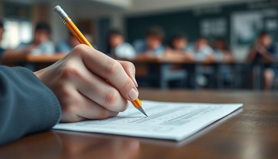 Student focused on test, highlighting California student test scores surge.