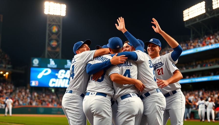 Dodgers celebrate victory in NLCS with ecstatic embrace.