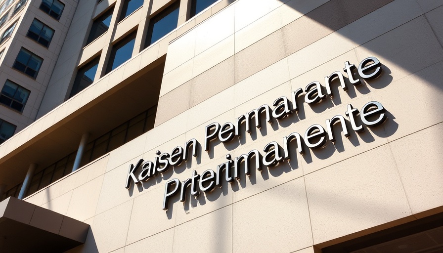Kaiser Permanente logo on building façade with shadows