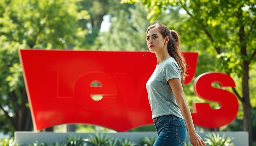 Young woman walking past Levi's sign in a park, business growth strategies