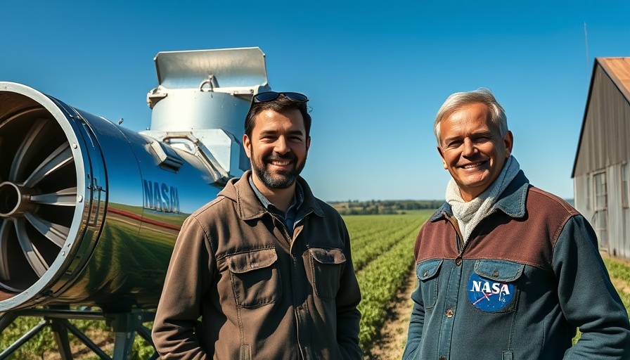 NASA equipment falls in field with two adults and a dog.