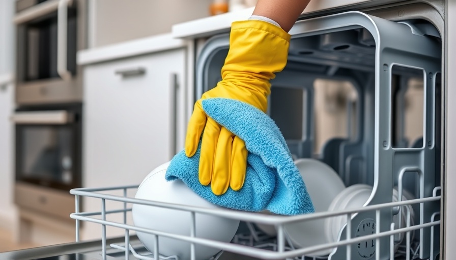 Woman cleaning dishwasher interior with cloth, how to clean dishwasher.