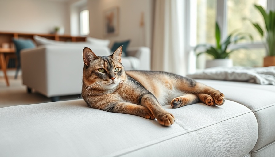 Relaxed cat on stylish furniture in bright minimalist home