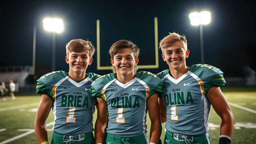 Brea Olinda football players on field showcasing team pride.