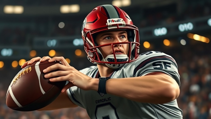 Valencia football player focused on throwing pass.