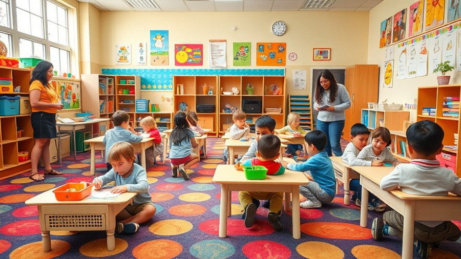 San Diego preschool children and teachers engaging in a lively classroom.