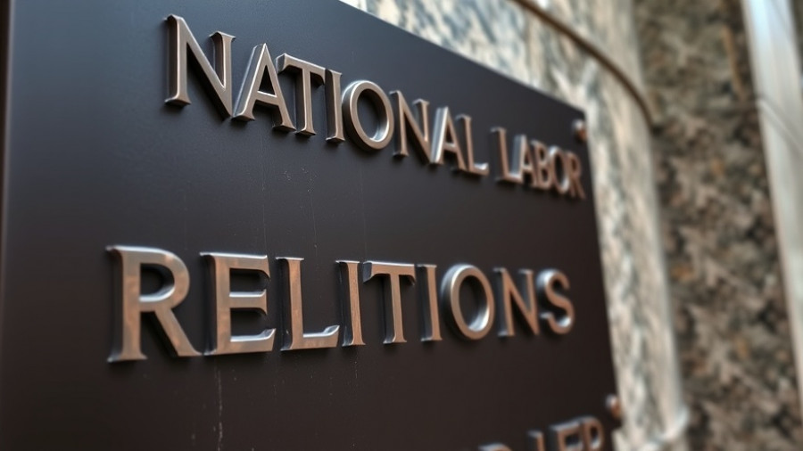 National Labor Relations Board sign on granite wall, California labor rights lawsuit NLRB.
