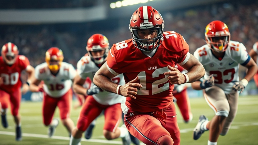 Mater Dei football victory against Servite action shot.